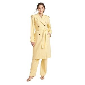 A new day, butter, yellow double breasted linen blend women’s trenchcoat Sz:XL